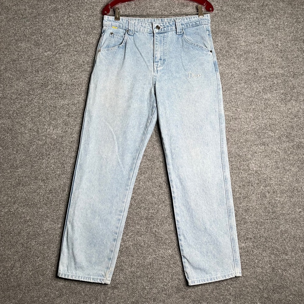 Dime MTL Light Wash Denim Jeans Streetwear Skate Pants Light Blue Small Unisex